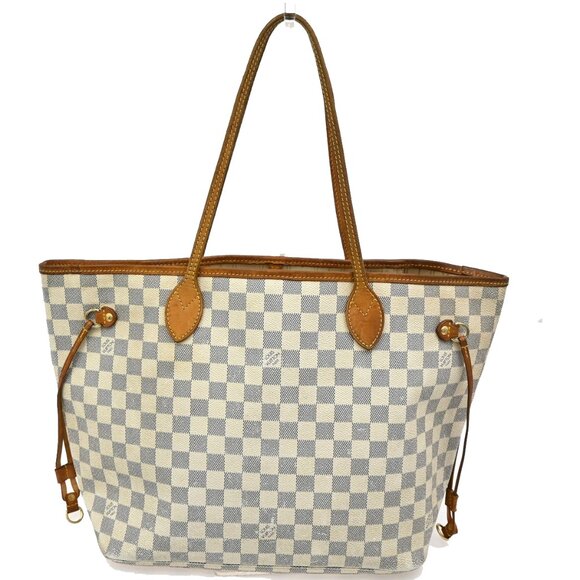 LOUIS VUITTON Neverfull MM Shoulder Tote Bag Damier Azur Leather - Picture 1 of 15